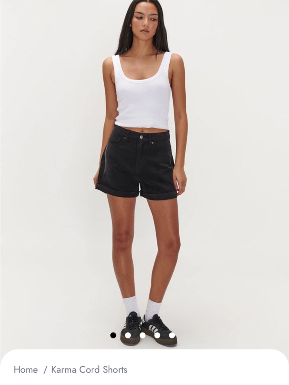 Ghanda Karma Acid Black Cord Corduroy Shorts 8 4 Cuffed New Spring Retro 70's